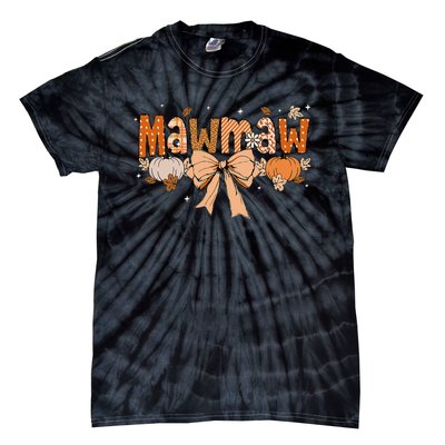 Mawmaw Pumpkin Fall Coquette Bow Thanksgiving Mom Tie-Dye T-Shirt