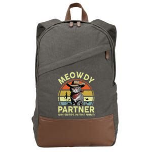 Meowdy Partner Funny British Shorthair Cat Cowboy Dad Kitten Cotton Canvas Backpack