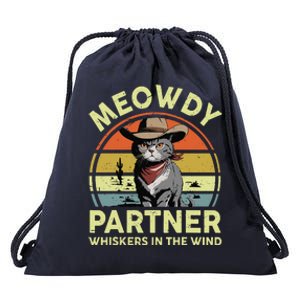 Meowdy Partner Funny British Shorthair Cat Cowboy Dad Kitten Drawstring Bag