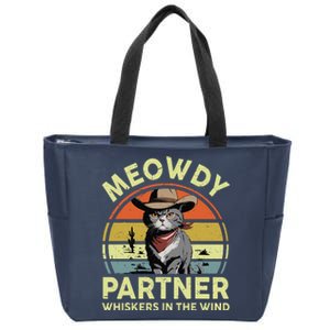 Meowdy Partner Funny British Shorthair Cat Cowboy Dad Kitten Zip Tote Bag