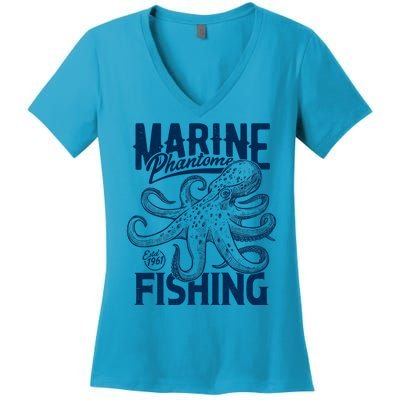 Marine Phantome Fishing Women's V-Neck T-Shirt