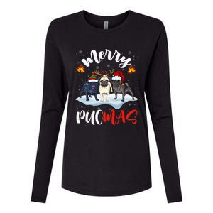 Merry Pugmas Funny Santa Reindeer Elf Pug Dog Christmas Womens Cotton Relaxed Long Sleeve T-Shirt