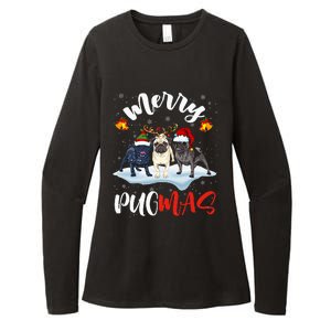 Merry Pugmas Funny Santa Reindeer Elf Pug Dog Christmas Womens CVC Long Sleeve Shirt