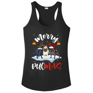 Merry Pugmas Funny Santa Reindeer Elf Pug Dog Christmas Ladies PosiCharge Competitor Racerback Tank