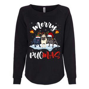 Merry Pugmas Funny Santa Reindeer Elf Pug Dog Christmas Womens California Wash Sweatshirt