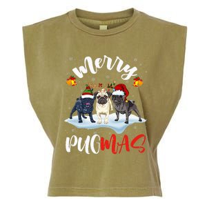 Merry Pugmas Funny Santa Reindeer Elf Pug Dog Christmas Garment-Dyed Women's Muscle Tee