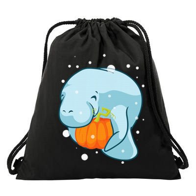 Manatee Pumpkin Fall Halloween Thanksgiving Sea Cow Gift Drawstring Bag