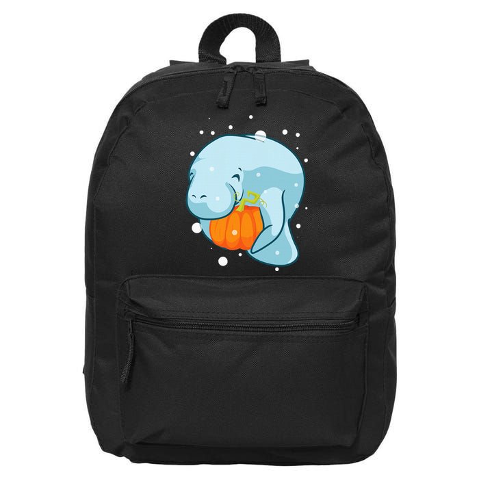 Manatee Pumpkin Fall Halloween Thanksgiving Sea Cow Gift 16 in Basic Backpack