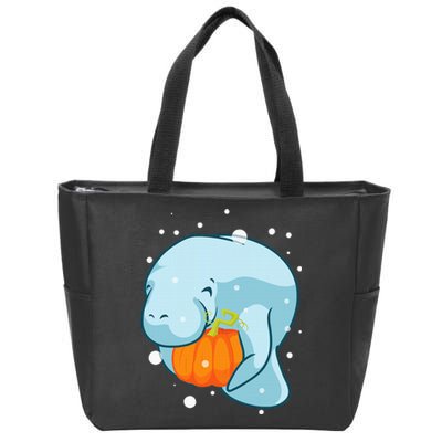 Manatee Pumpkin Fall Halloween Thanksgiving Sea Cow Gift Zip Tote Bag