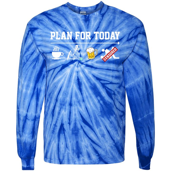 Men Plan For The Day Gift Great Funny Welding Humor Welder Love Cool Gift Tie-Dye Long Sleeve Shirt