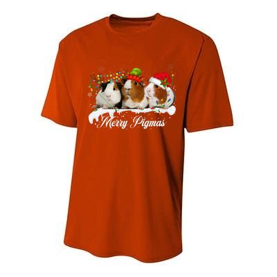 Merry Pigmas Funny Christmas Tree Xmas Light Guinea Pig Gift Performance Sprint T-Shirt