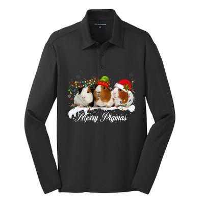 Merry Pigmas Funny Christmas Tree Xmas Light Guinea Pig Gift Silk Touch Performance Long Sleeve Polo