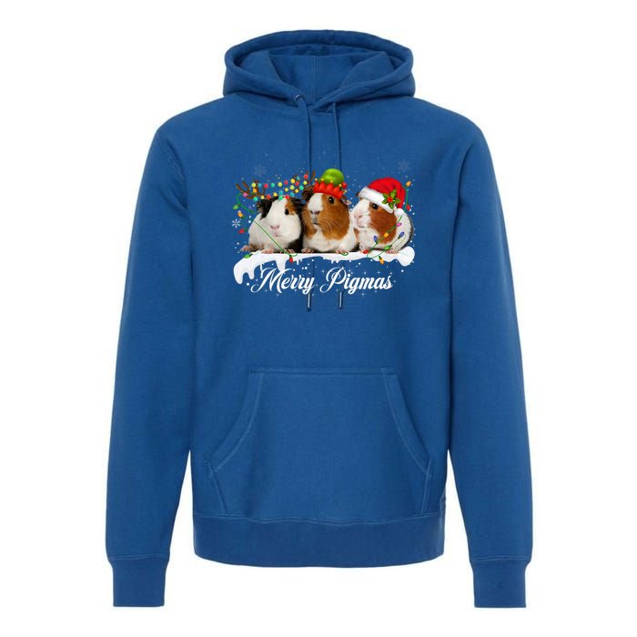 Merry Pigmas Funny Christmas Tree Xmas Light Guinea Pig Gift Premium Hoodie