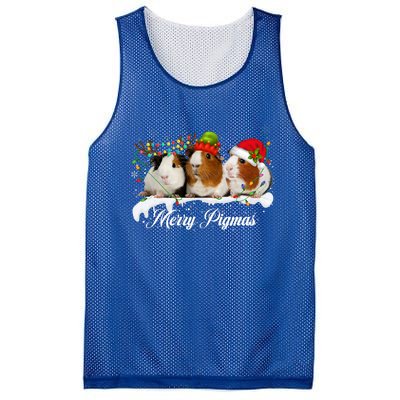 Merry Pigmas Funny Christmas Tree Xmas Light Guinea Pig Gift Mesh Reversible Basketball Jersey Tank