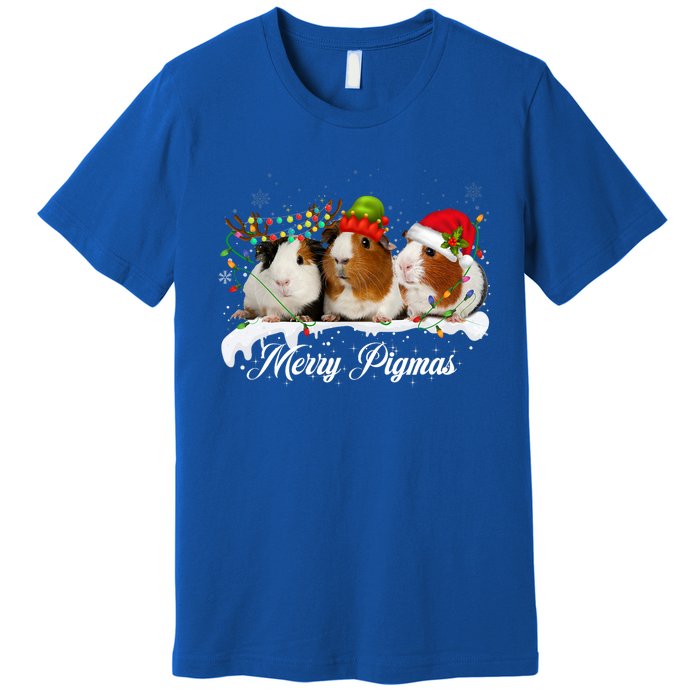 Merry Pigmas Funny Christmas Tree Xmas Light Guinea Pig Gift Premium T-Shirt