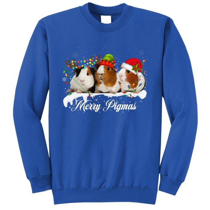 Merry Pigmas Funny Christmas Tree Xmas Light Guinea Pig Gift Tall Sweatshirt