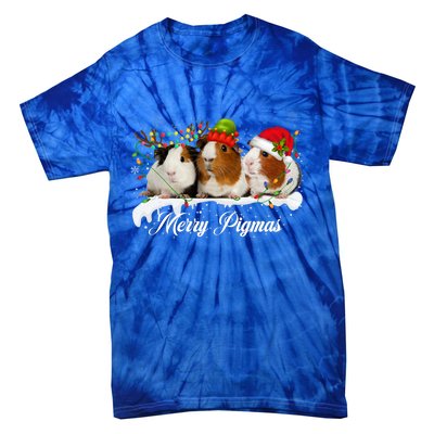 Merry Pigmas Funny Christmas Tree Xmas Light Guinea Pig Gift Tie-Dye T-Shirt