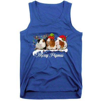 Merry Pigmas Funny Christmas Tree Xmas Light Guinea Pig Gift Tank Top