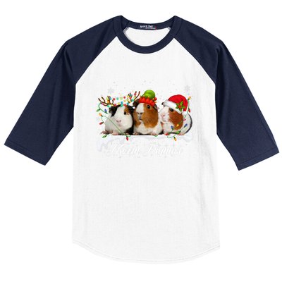 Merry Pigmas Funny Christmas Tree Xmas Light Guinea Pig Gift Baseball Sleeve Shirt