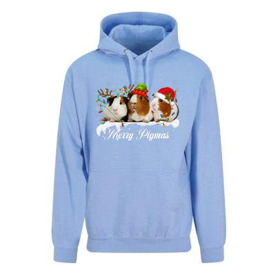 Merry Pigmas Funny Christmas Tree Xmas Light Guinea Pig Gift Unisex Surf Hoodie