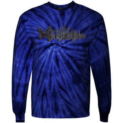 Musky Pine Forest Treeline Outdoor Fishing Angler Tie-Dye Long Sleeve Shirt