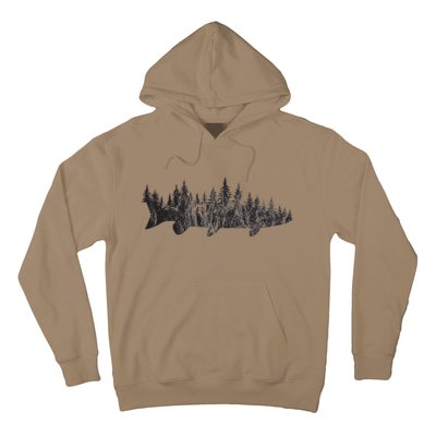 Musky Pine Forest Treeline Outdoor Fishing Angler Hoodie