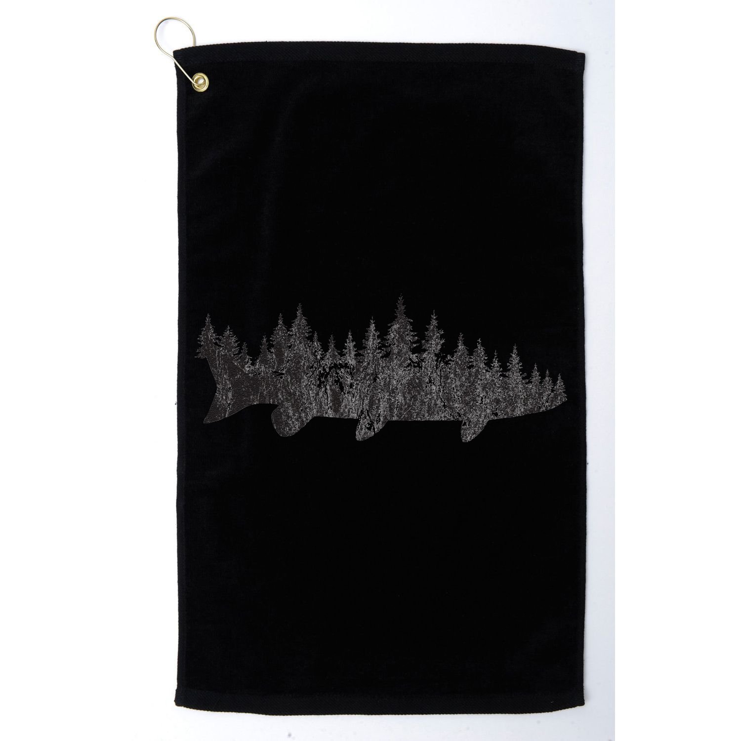 Musky Pine Forest Treeline Outdoor Fishing Angler Golf Towel