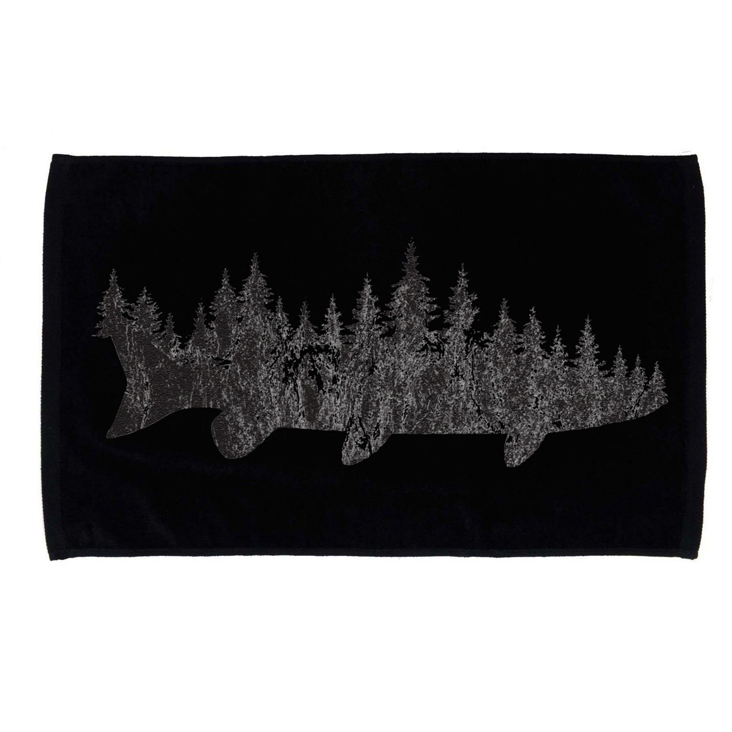 Musky Pine Forest Treeline Outdoor Fishing Angler Microfiber Hand Towel