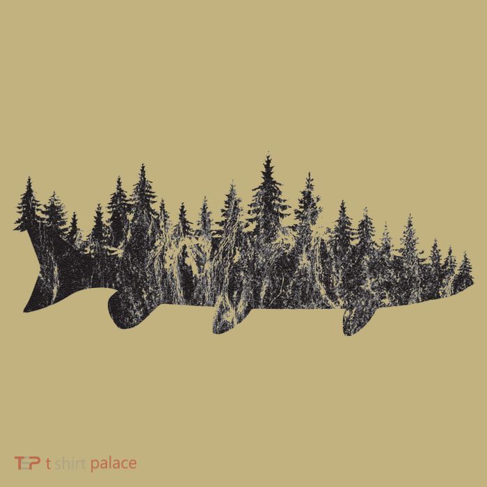 Musky Pine Forest Treeline Outdoor Fishing Angler T-Shirt