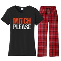 Mitch Please Funny Blue And Orange Gift Women's Flannel Pajama Set