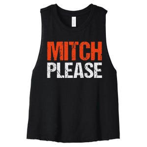 Mitch Please Funny Blue And Orange Gift Women's Racerback Cropped Tank