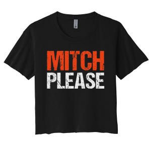 Mitch Please Funny Blue And Orange Gift Women's Crop Top Tee