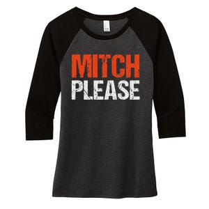 Mitch Please Funny Blue And Orange Gift Women's Tri-Blend 3/4-Sleeve Raglan Shirt