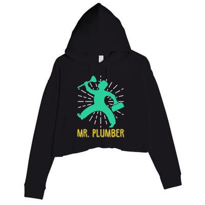 Mr. Plumber Funny Plumber Crop Fleece Hoodie