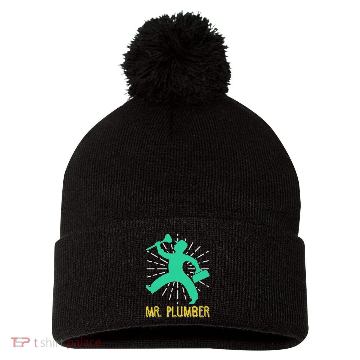 Mr. Plumber Funny Plumber Pom Pom 12in Knit Beanie