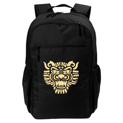 Mystical Primitive Fierce Aztec Warrior Mask Rustic & Aged Daily Commute Backpack