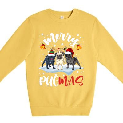 Merry Pugmas Funny Santa Reindeer Elf Pug Dog Christmas Sweatshirt Premium Crewneck Sweatshirt