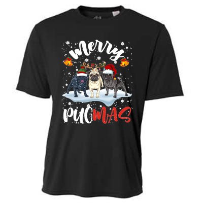 Merry Pugmas Funny Santa Reindeer Elf Pug Dog Christmas Sweatshirt Cooling Performance Crew T-Shirt