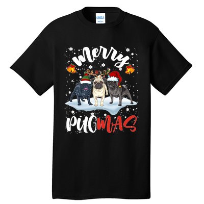 Merry Pugmas Funny Santa Reindeer Elf Pug Dog Christmas Sweatshirt Tall T-Shirt