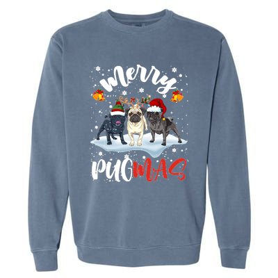 Merry Pugmas Funny Santa Reindeer Elf Pug Dog Christmas Sweatshirt Garment-Dyed Sweatshirt