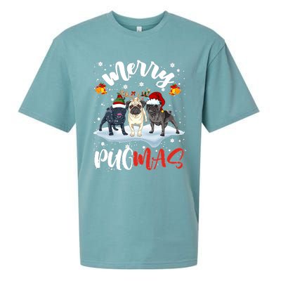 Merry Pugmas Funny Santa Reindeer Elf Pug Dog Christmas Sweatshirt Sueded Cloud Jersey T-Shirt