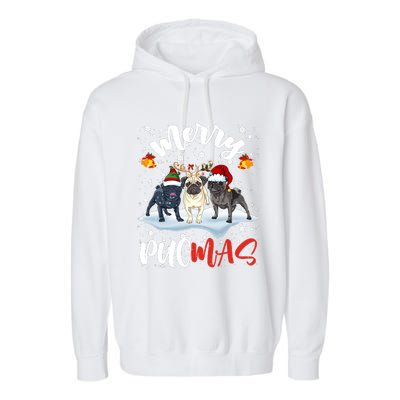 Merry Pugmas Funny Santa Reindeer Elf Pug Dog Christmas Sweatshirt Garment-Dyed Fleece Hoodie