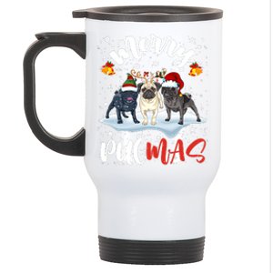 Merry Pugmas Funny Santa Reindeer Elf Pug Dog Christmas Sweatshirt Stainless Steel Travel Mug