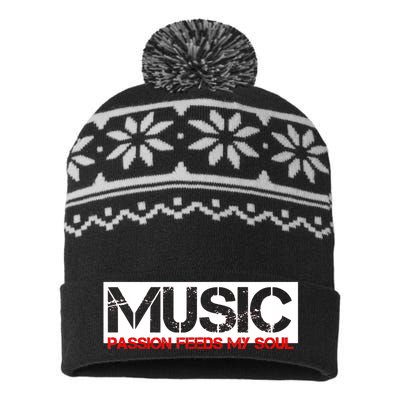 Music Passion Feeds My Soul USA-Made Snowflake Beanie