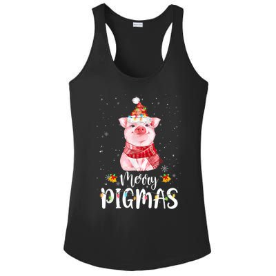 Merry Pigmas Funny Pig Christmas Pajama For Pig Lover Shirt Ladies PosiCharge Competitor Racerback Tank