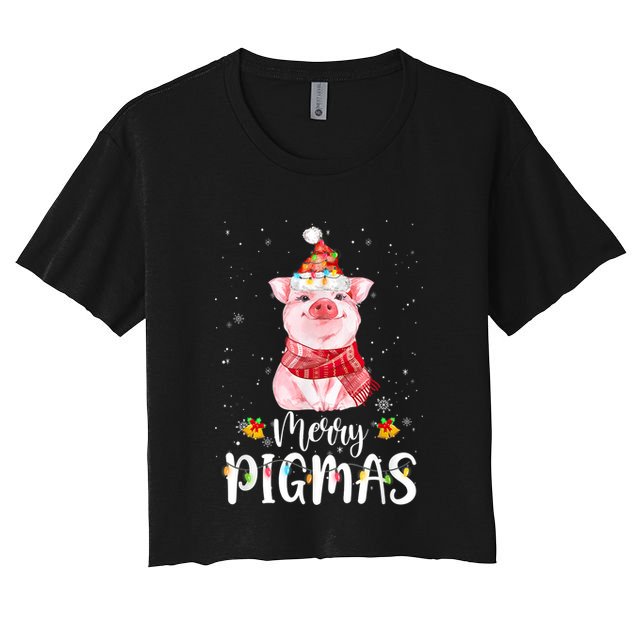 Merry Pigmas Funny Pig Christmas Pajama For Pig Lover Shirt Crop Top