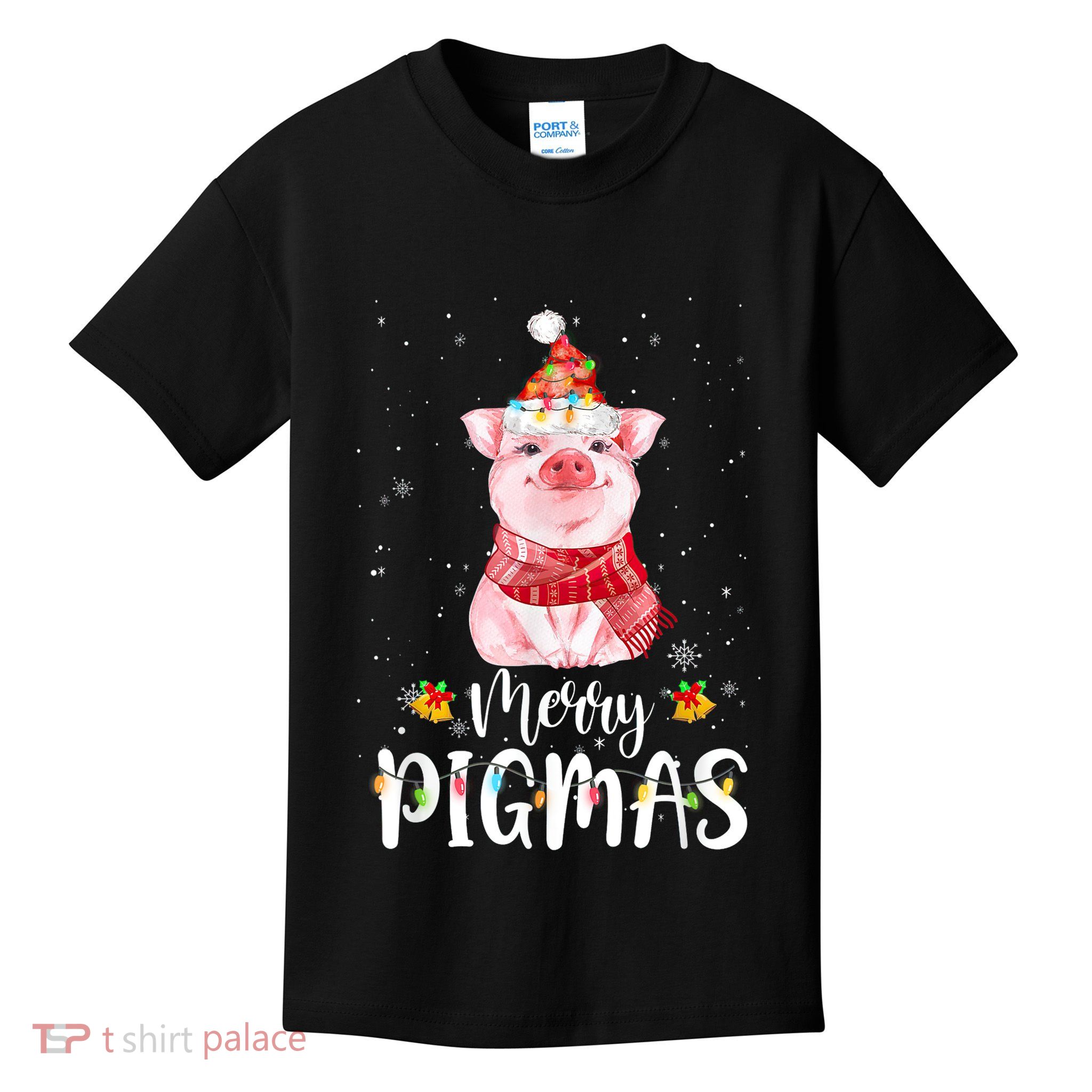 Merry Pigmas Funny Pig Christmas Pajama For Pig Lover Shirt Kids T-Shirt