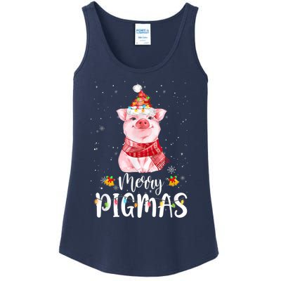 Merry Pigmas Funny Pig Christmas Pajama For Pig Lover Shirt Ladies Essential Tank