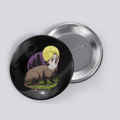 Moon Possum Funny Marsupial Rodent Opossums Retro Art Groovy Button