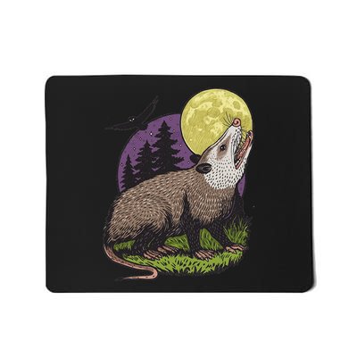 Moon Possum Funny Marsupial Rodent Opossums Retro Art Groovy Mousepad